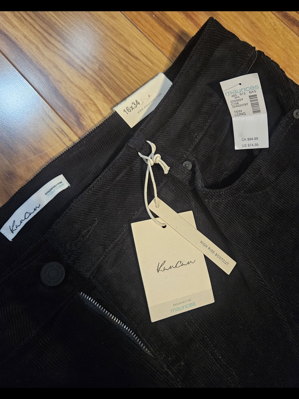 NWT KanCan Black High Rise Bootcut Corduroy Pants